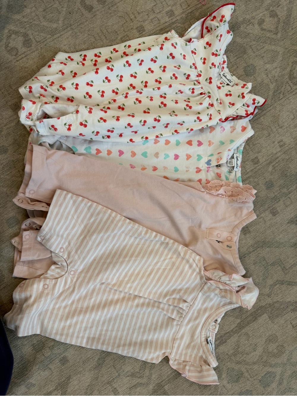 Splendid bundle! Baby Girls Pink and White Sleeveless Romper Bundle